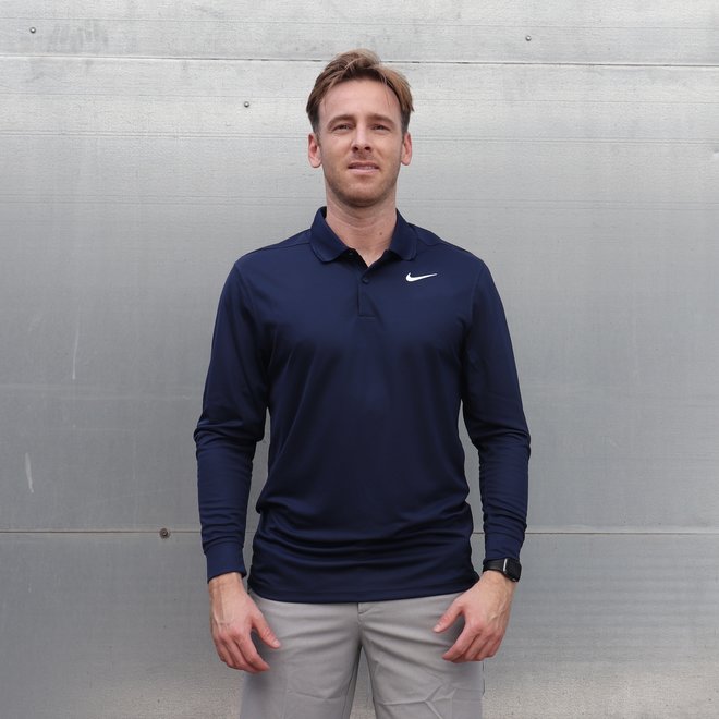 Nike Dry Fit Victory Golfpolo Lange Mouwen Heren Navy