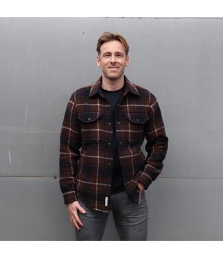 Woolrich Woolrich Heren Alaskan Bonded Overshirt Brown Check