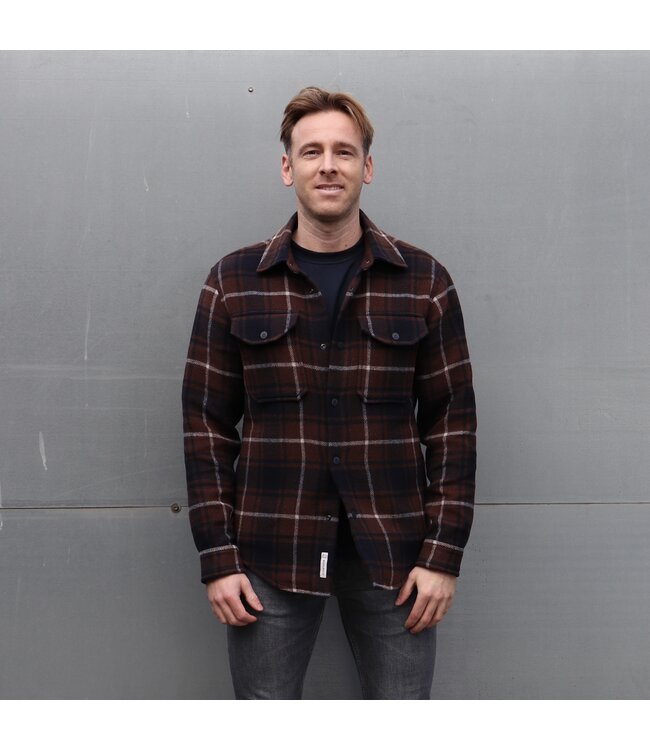 Woolrich Woolrich Heren Alaskan Bonded Overshirt Brown Check