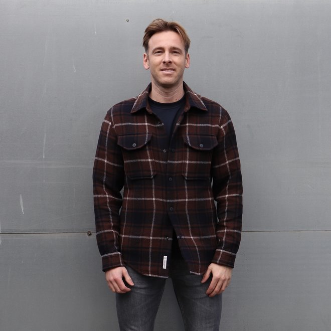 Woolrich Heren Alaskan Bonded Overshirt Brown Check