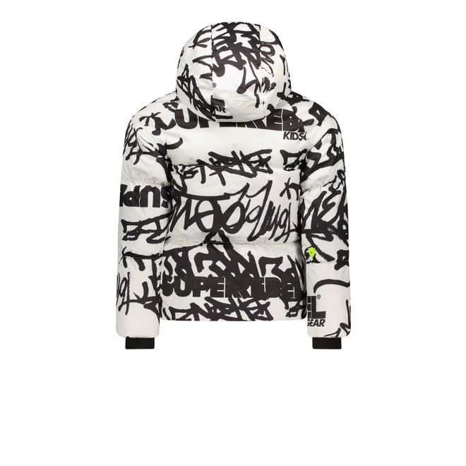 Super Rebel Meisjes Hooded Jacket Elasticated Graffiti White