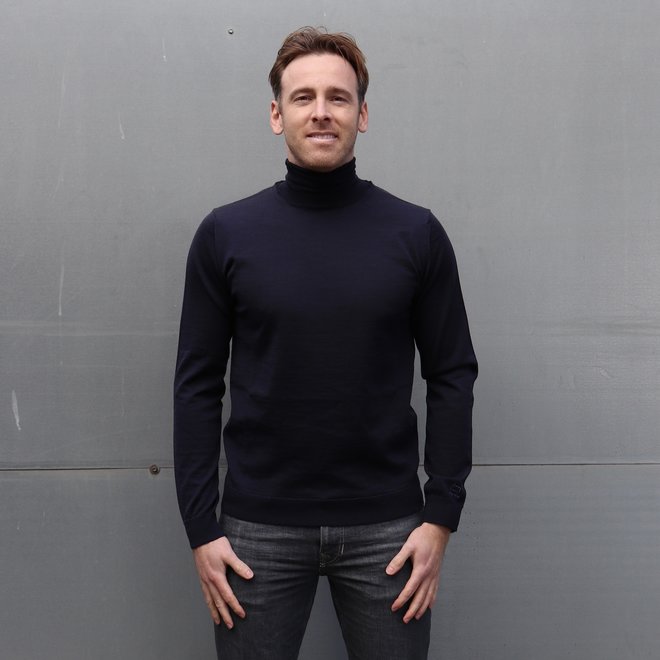 Woolrich Merinos Logo Turtleneck Dark Blue