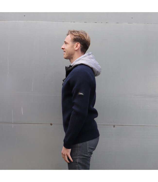 National Geographic Merino Blend Hoodie Men Navy/Silver