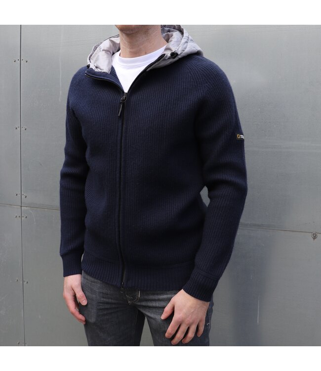 National Geographic Merino Blend Hoodie Men Navy/Silver