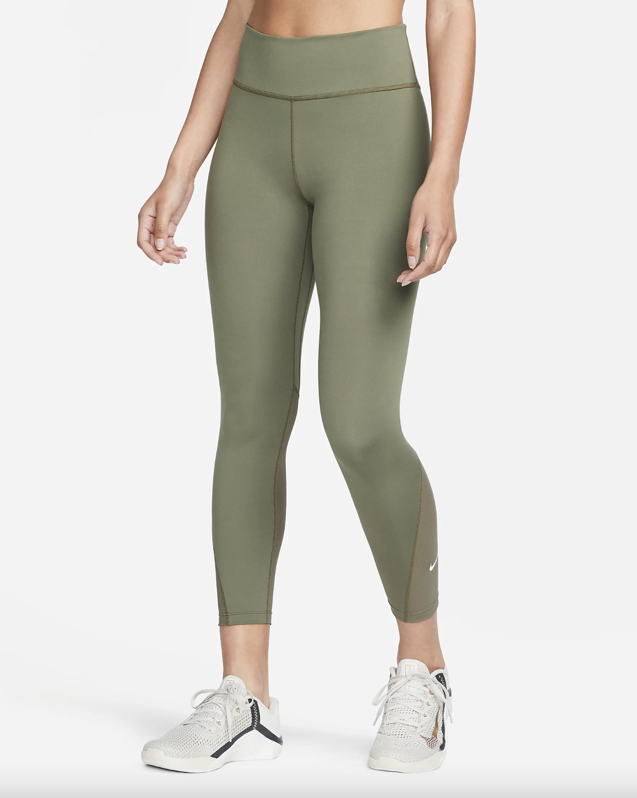 Nike One 7/8-legging met halfhoge taille en mesh vlakken voor