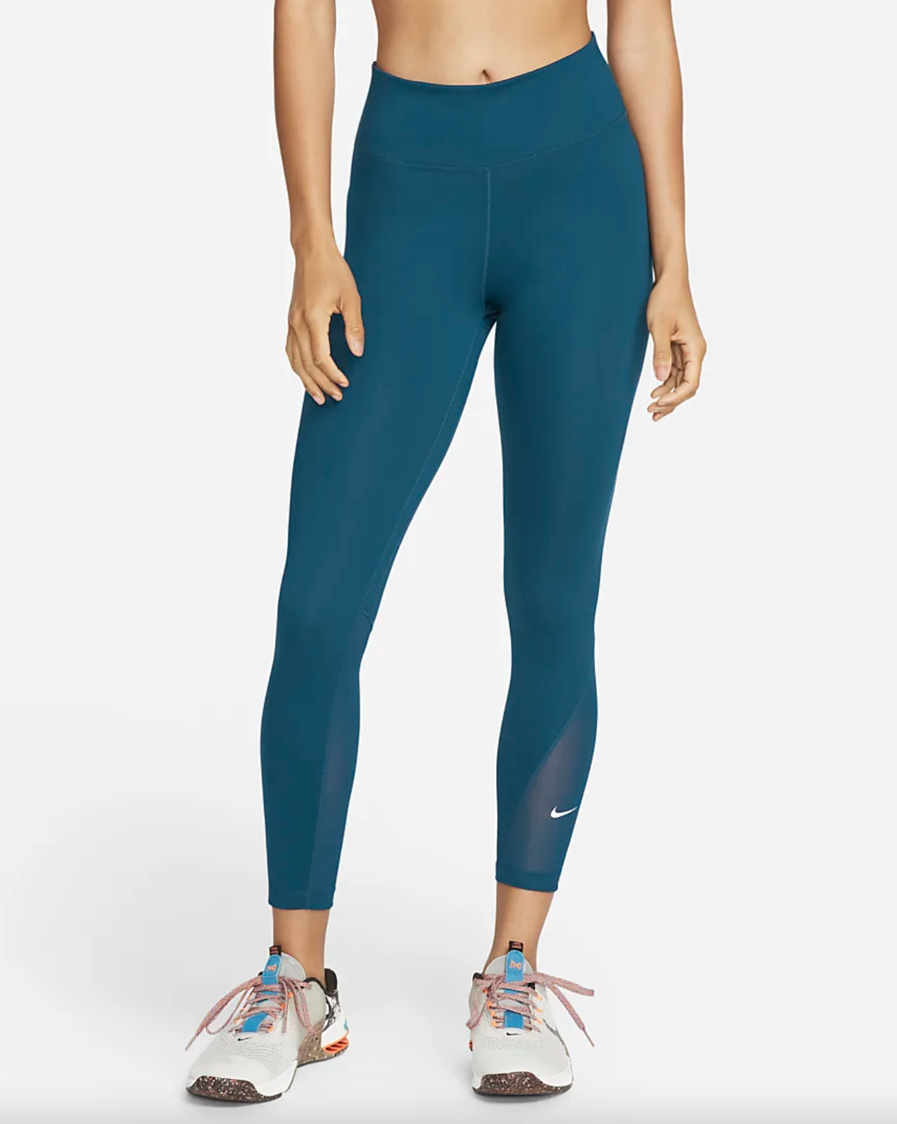 Nike One 7/8-legging met halfhoge taille en mesh vlakken voor dames blauw -  John's Sport Shop