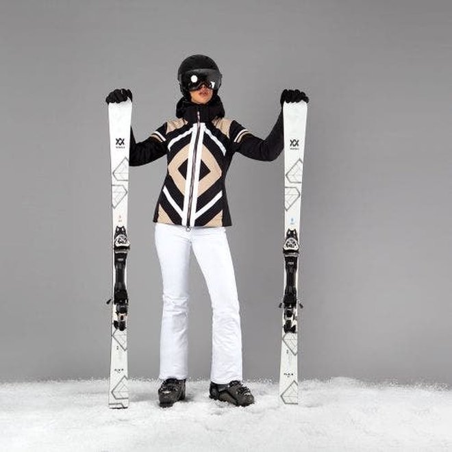 CMP Dames Ski Jas Zwart Beige Wit