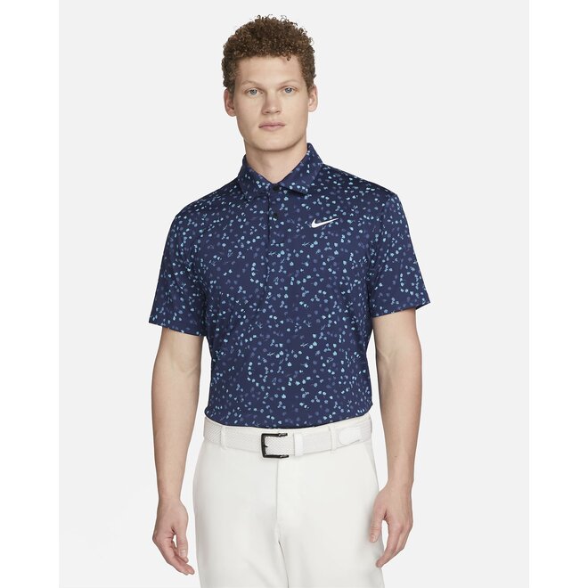 Nike Heren Dri Fit Tour Polo Micro Floral Navy