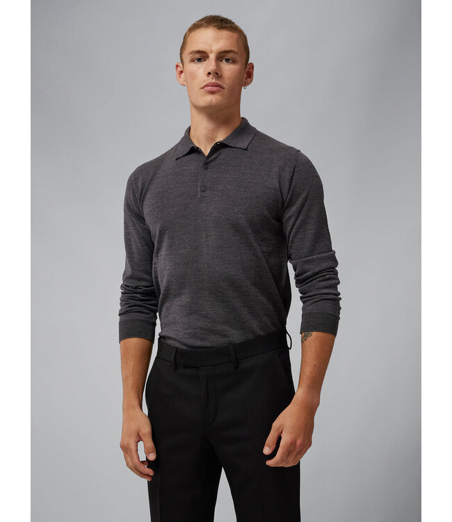 J. Lindeberg J. Lindeberg Heren Noel Light Merino Polo Dark Grey Melange