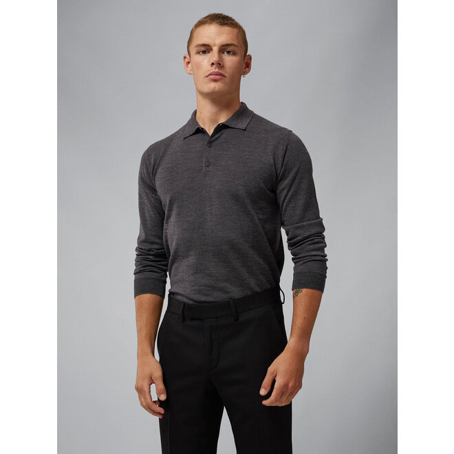 J. Lindeberg Heren Noel Light Merino Polo Dark Grey Melange