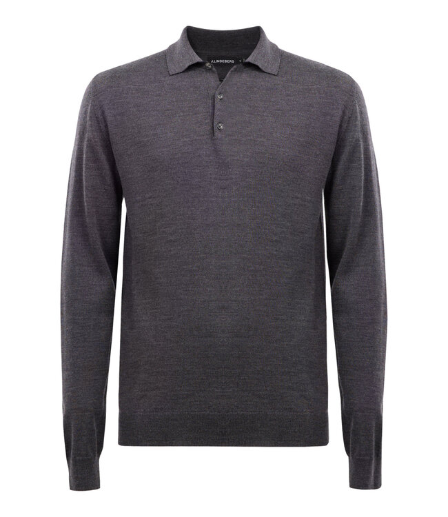 J. Lindeberg J. Lindeberg Heren Noel Light Merino Polo Dark Grey Melange