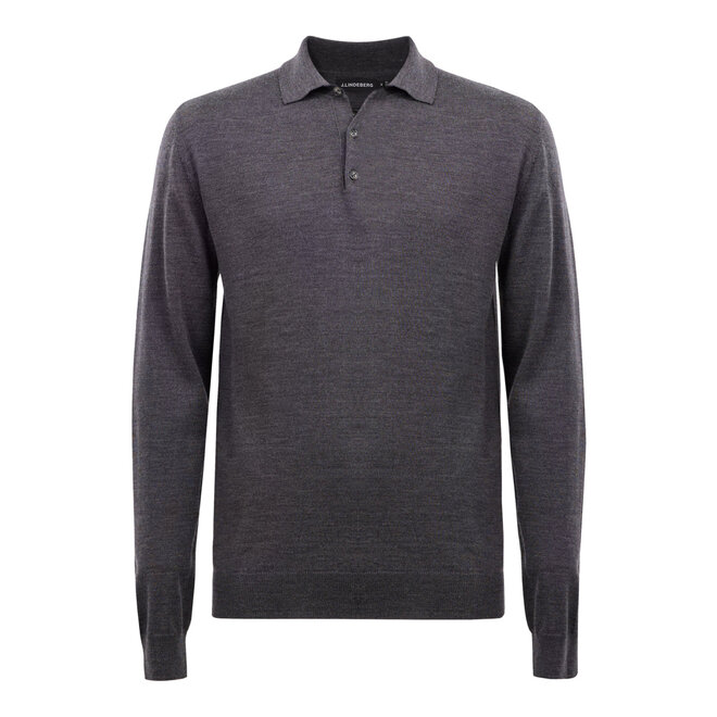 J. Lindeberg Heren Noel Light Merino Polo Dark Grey Melange