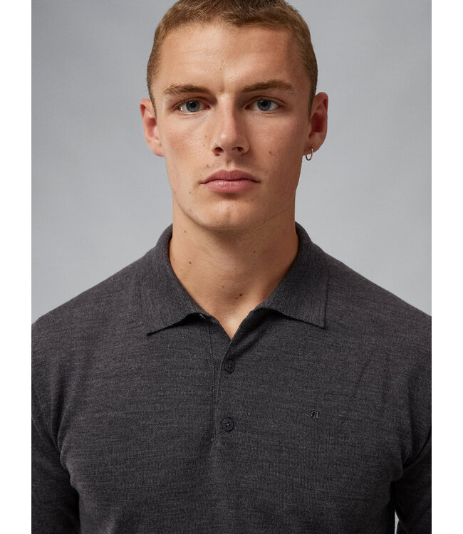 J. Lindeberg J. Lindeberg Heren Noel Light Merino Polo Dark Grey Melange