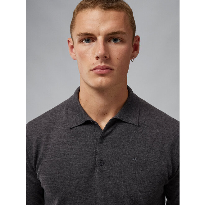 J. Lindeberg Heren Noel Light Merino Polo Dark Grey Melange