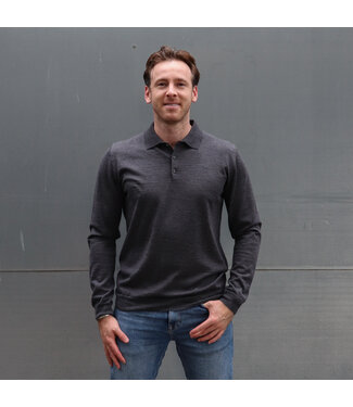 J. Lindeberg J. Lindeberg Heren Noel Light Merino Polo Dark Grey Melange