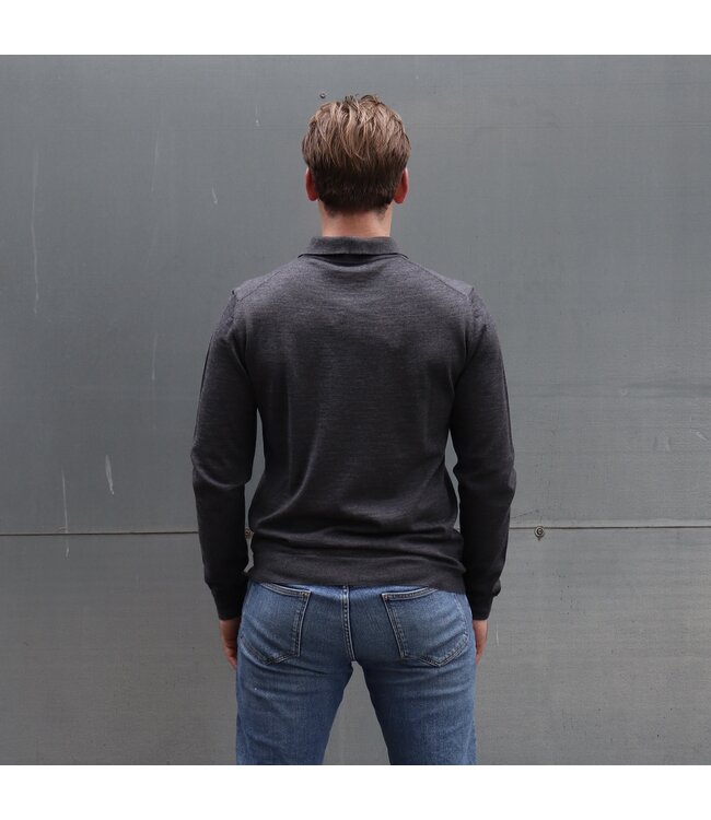 J. Lindeberg J. Lindeberg Heren Noel Light Merino Polo Dark Grey Melange