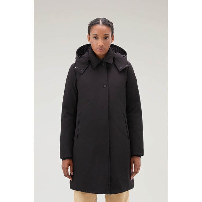 Woolrich Dames Firth Down Hooded Trench Black