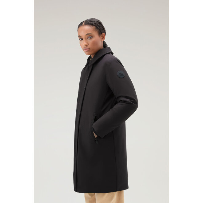 Woolrich Dames Firth Down Hooded Trench Black
