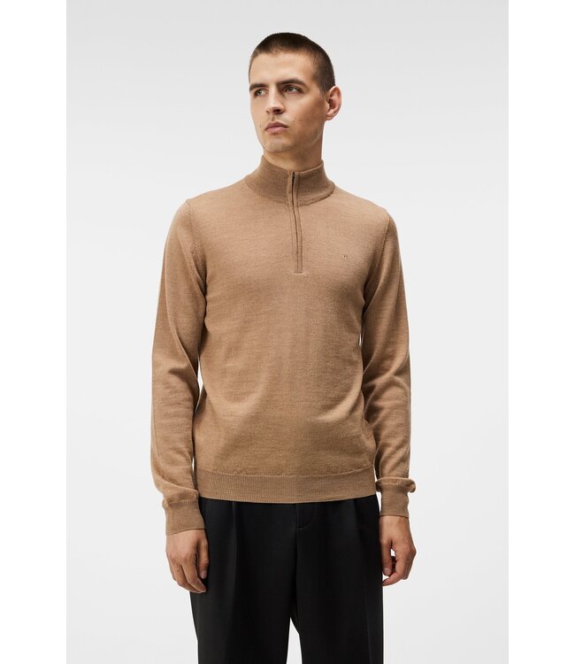 J. Lindeberg J. Lindeberg Heren Kiyan Quarter Zip Sweater Chipmunk Melange