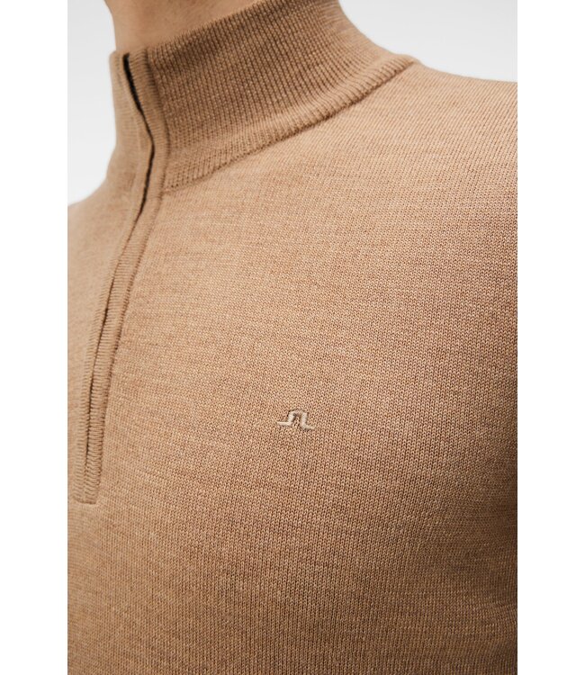 J. Lindeberg J. Lindeberg Heren Kiyan Quarter Zip Sweater Chipmunk Melange