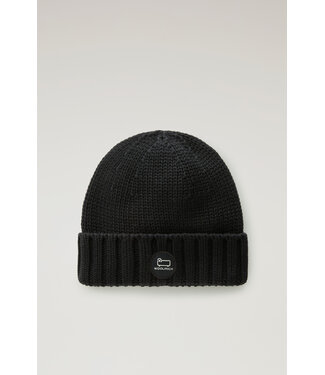 Woolrich Woolrich Dames Merino Wool Logo Beanie One Size