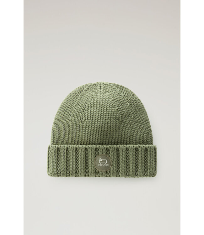 Woolrich Woolrich Dames Merino Wool Logo Beanie One Size