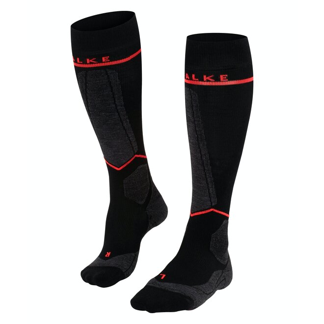 FALKE SK Compression Wool Dames Black/Neon Red