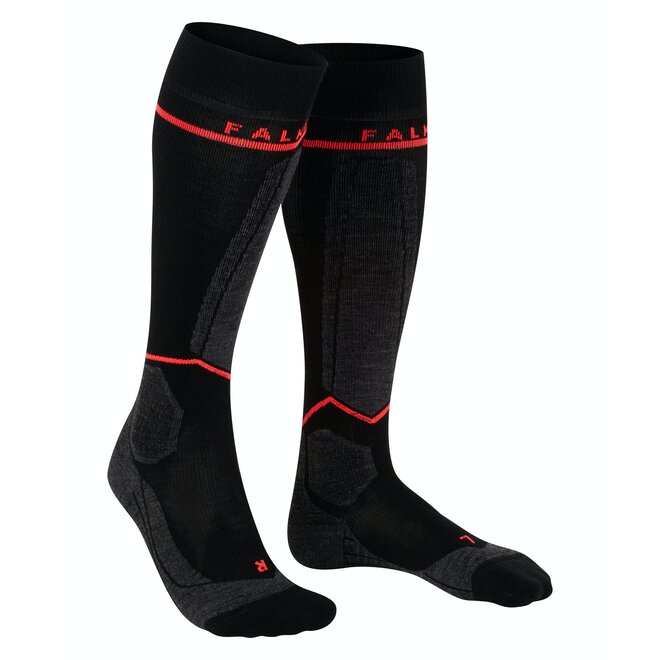 FALKE SK Compression Wool Dames Black/Neon Red