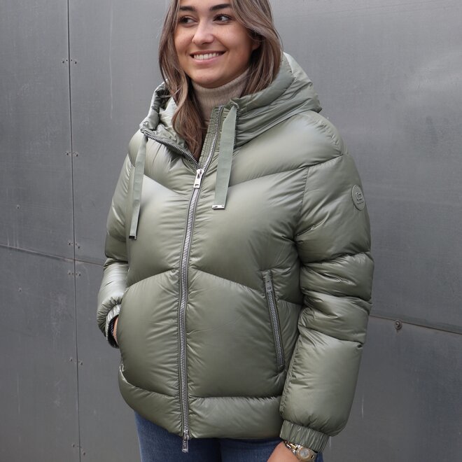 Woolrich Dames Aliquippa Short Puffer Jacket Tundra Grey