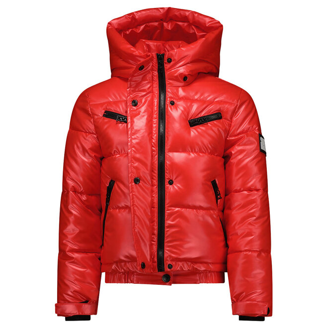 Super Rebel Spicy Girls Short Down Metalic Jacket Red