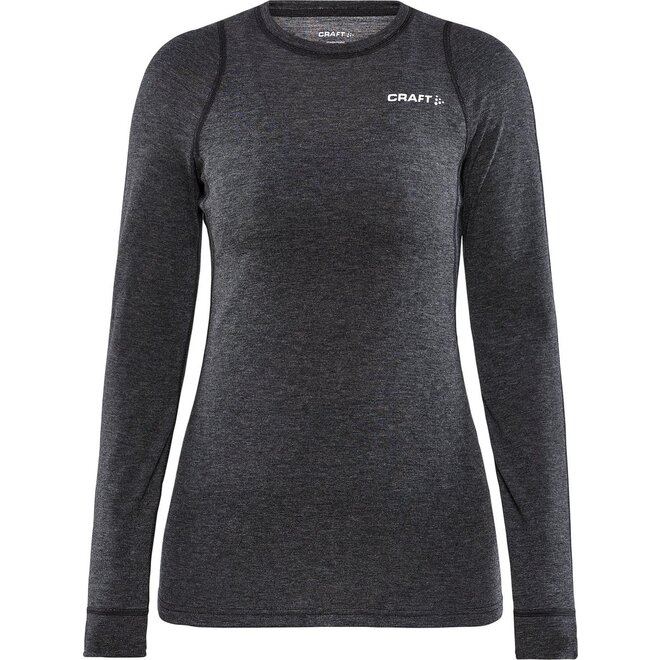 CRAFT Core Wool Merino LS Tee Dames Black Melange