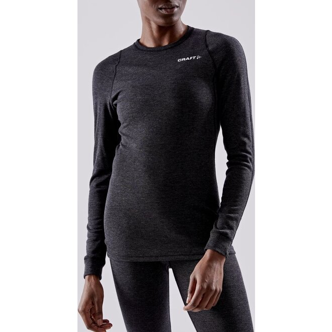 CRAFT Core Wool Merino LS Tee Dames Black Melange