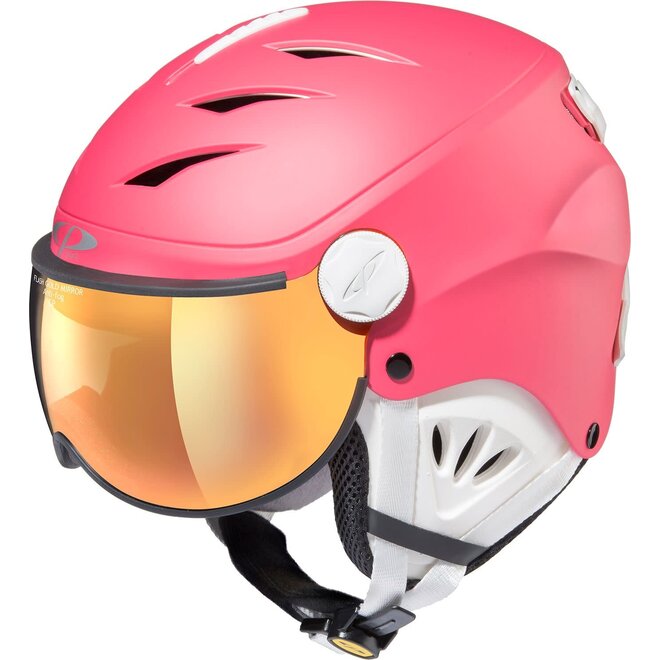 CP Helmets Camulino Lipstick Roze met Oranje Zilveren Spiegel Vizier