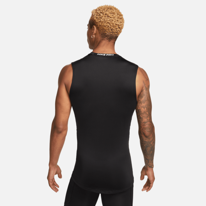 Nike Heren Pro DriFit Tight Fit Sleeveless Top Black