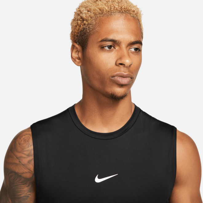 Nike Heren Pro DriFit Tight Fit Sleeveless Top Black