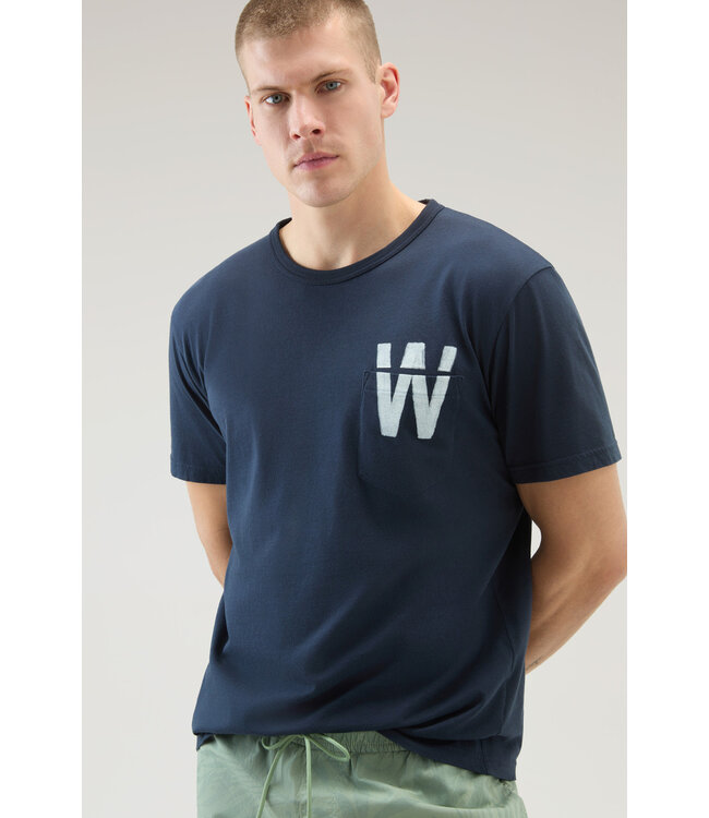 Woolrich Woolrich Heren Flag T-Shirt Melton Blue