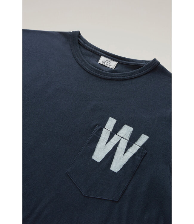 Woolrich Woolrich Heren Flag T-Shirt Melton Blue