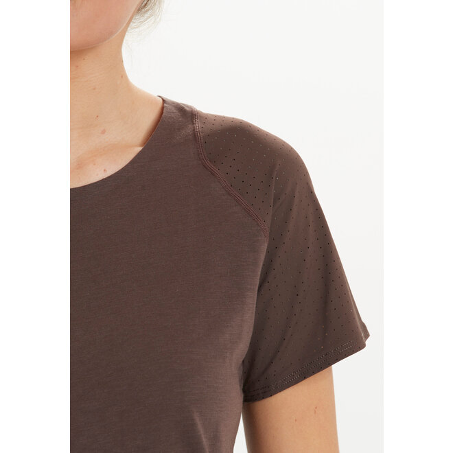 Athlecia Dames Dakia Tee With Lasercut Mesh Bracken