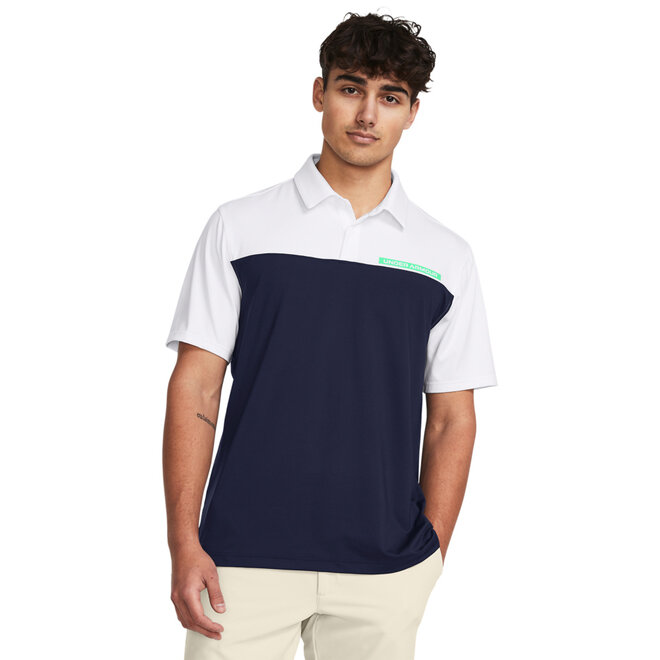 Under Armour T2G Color Block Polo-Navy/White/Vapor Green