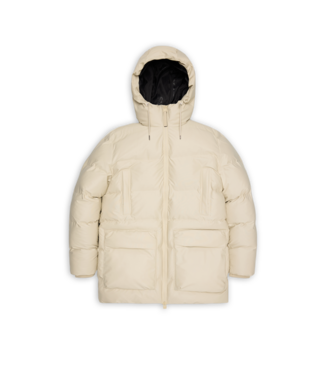 Rains Rains Unisex Alta Long Puffer Cargo Jacket W3T4 Dune Grain