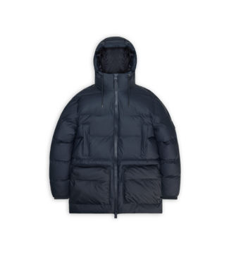 Rains Rains Unisex Alta Long Puffer Cargo Jacket W3T4 Navy