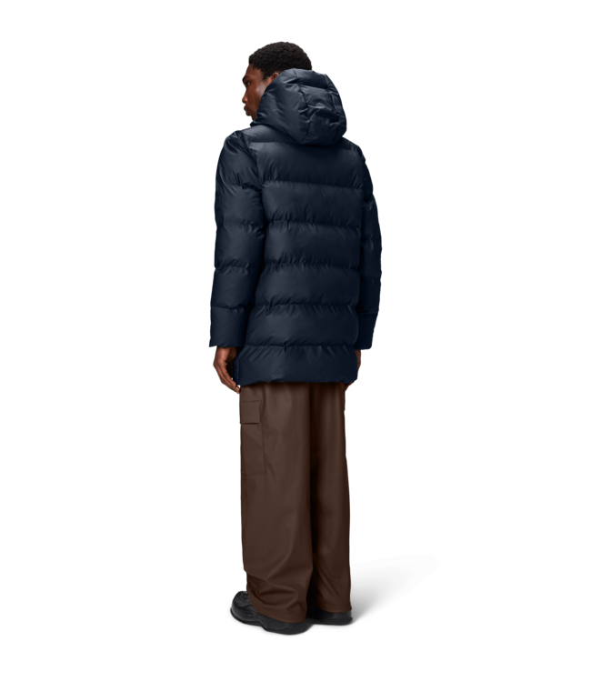 Rains Rains Unisex Alta Long Puffer Cargo Jacket W3T4 Navy