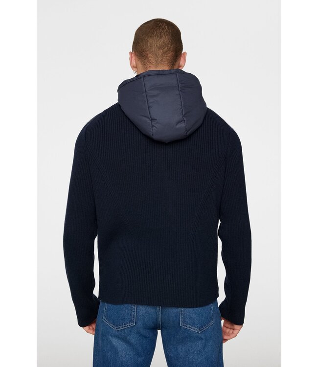 J. Lindeberg J.lindeberg Heren Thierry Hybrid Knit Hoodie Navy