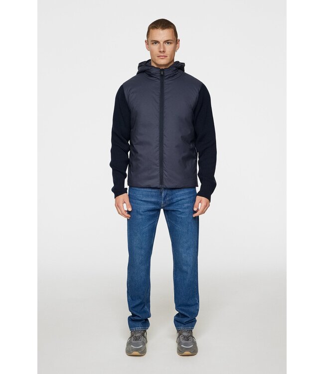 J. Lindeberg J.lindeberg Heren Thierry Hybrid Knit Hoodie Navy