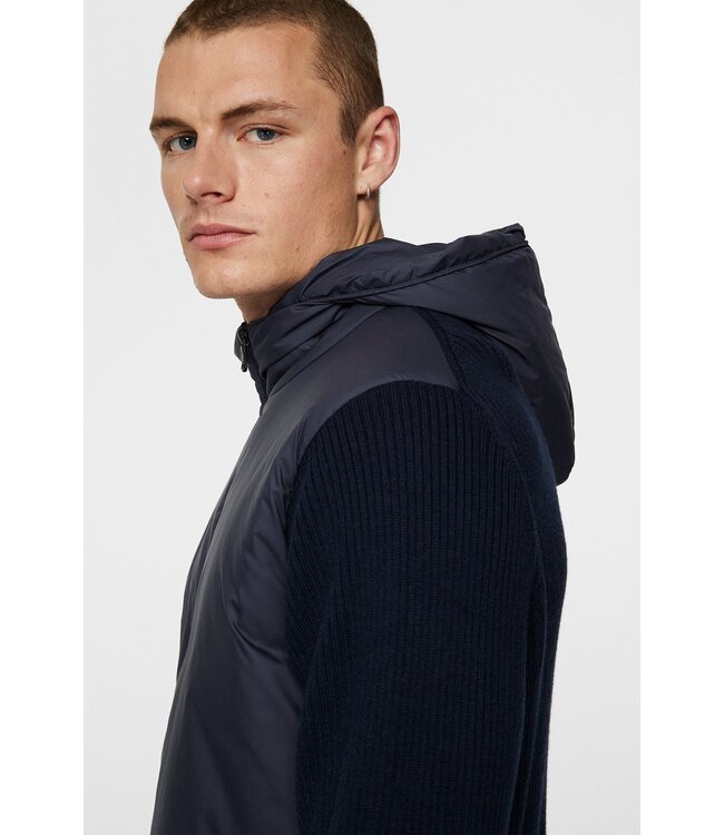 J. Lindeberg J.lindeberg Heren Thierry Hybrid Knit Hoodie Navy