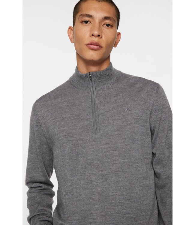 J. Lindeberg J.Lindeberg Heren Kiyan Quarter Zip Sweater Mid Grey Melange