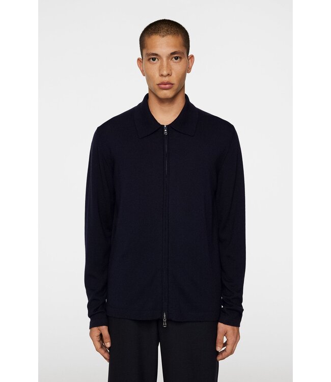 J. Lindeberg J.Lindeberg Heren Kaleb Merino Zip Cardigan Navy