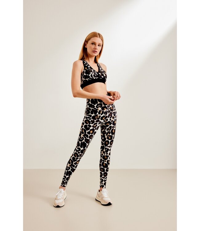 Deblon Deblon Classic Leggings High Waistband Leopard Off White