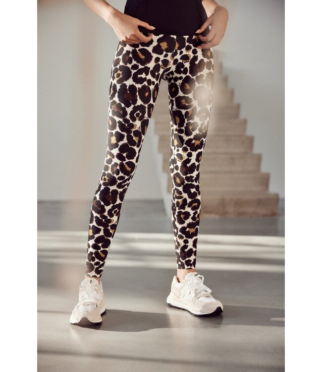 Deblon Deblon Classic Leggings High Waistband Leopard Off White