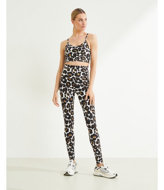 Deblon Deblon Classic Leggings High Waistband Leopard Off White